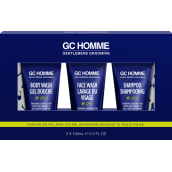 Grace Cole GC Sport mycí gel 100 ml + čistící gel na pleť 100 ml + šampon 100 ml, kosmetická sada pro muže
