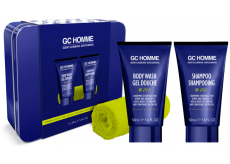 Grace Cole GC Sport mycí gel 50 ml + šampon 50 ml + mycí žínka + plechová dóza, kosmetická sada pro muže