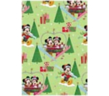 Ditipo Dárkový balicí papír 70 x 200 cm Vánoční Disney Mickey, Minnie v srdíčku světle zelený