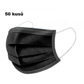 Shield Rouška 3 vrstvá ochranná zdravotní netkaná jednorázová, nízký dýchací odpor 50 kusů černé