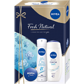 Nivea Fresh Natural Creme Soft sprchový gel 250 ml + deodorant sprej 150 ml + krém 30 ml, kosmetická sada