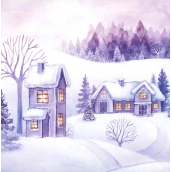 Nekupto Vánoční kartičky na dárky Zasněžené domečky 6,5 x 6,5 cm 6 kusů