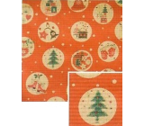 Nekupto Dárkový balicí papír vánoční 70 x 150 cm Červený béžová kolečka