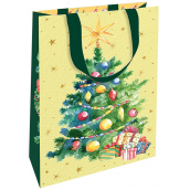 Nekupto Dárková papírová taška s ražbou 17,5 x 11 x 8 cm Vánoční stromeček s dárky