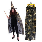 Rappa Halloween Kostým čarodějnicky plášť s kloboukem a pavučinou pro dospělé