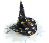 Rappa Halloween Klobouk čarodějnický s lebkami pro dospělé 40 cm