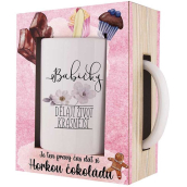 Bohemia Gifts Babičky dělají život krásnější keramický hrnek 350 ml + horká čokoláda 27g, dárková sada
