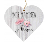 Bohemia Gifts Dřevěné dekorační srdce s potiskem Maminka 12 cm
