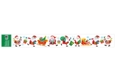 Okenní fólie bez lepidla s glitry pruh s dětskými motivy Santa Claus 59 x 7 cm