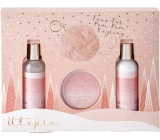 Sunkissed Keyring Gift Set Utopia sprchový gel 80 ml + tělové mléko 80 ml + tělový peeling 60 ml + přívěšek na klíče, kosmetická sada pro ženy
