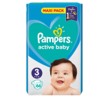 Pampers Active Baby velikost 3, 6-10 kg plenkové kalhotky 66 kusů