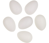 Vajíčka plastová k dozdobení bez šňůrky bílá 8 cm 6 kusů v sáčku