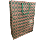 Nekupto Dárková kraftová taška 37 x 28 x 10 cm Zelené tvary