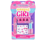 Martinelia Unique Girl lak na nehty 1 kus + pilník na nehty + oddělovač prstů + samolepky na nehty, kosmetická sada pro děti