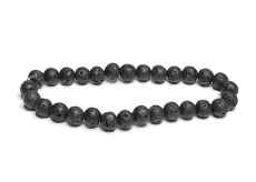 Láva černá náramek elastický přírodní kámen, kulička 8 mm / 16 - 17 cm, zrozen ze čtyř živlů