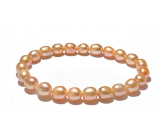 Perla růžová náramek elastický přírodní kámen, 7 - 8 mm / 16 - 17 cm, symbol ženskosti, přináší obdiv