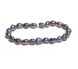 Perla černá náramek elastický přírodní kámen, 7 - 8 mm / 16 - 17 cm, symbol ženskosti, přináší obdiv