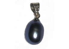 Perla černá přívěsek přírodní 1,1 cm 1 kus, symbol ženskosti, přináší obdiv