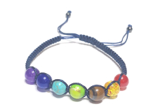 7 čaker léčebný korálkový náramek ručně vyráběný pletený, modrý, Reiki modlitební, balanční korálky