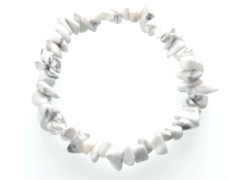 Magnezit / Howlit bílý náramek elastický sekaný přírodní kámen 19 cm, očistný kámen