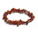 Jaspis červený náramek elastický sekaný přírodní kámen 16 - 17 cm, kámen úplné péče