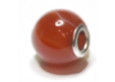 Jaspis červený přívěsek kulatý přírodní kámen 14 mm, otvor 4,2 mm 1 kus, kámen úplné péče