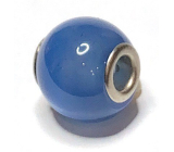 Křemen modrý přívěsek kulatý přírodní kámen 14 mm, otvor 4,2 mm 1 kus, nejdokonalejší léčitel