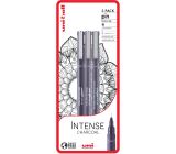 Uni Pin Intense Charcoal Sada kreslících linerů se speciálním inkoustem 0,1/0,5 mm/štětec Tmavě šedá 3 kusy