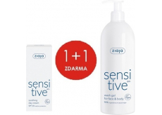 Ziaja Sensitive Skin SPF 20 zklidňující denní krém redukující podráždění 50 ml + Sensitive Skin krémový mycí gel pro citlivou pokožku 400 ml, duopack