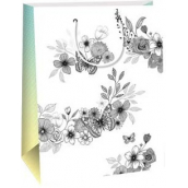 Ditipo Dárková papírová taška 22 x 10 x 29 cm Kreativ bílá - květy a motýli