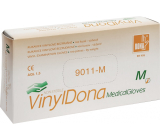 Dona Vinyldona rukavice vinylové nepudrované bezprašné, velikost M 100 kusů v krabici