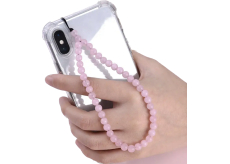 Růženin přívěsek na mobilní telefon proti ztrátě, přírodní kámen korálek 6 mm / 26,5 cm, kámen lásky