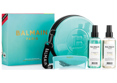 Balmain Paris Limited Edition Backstage Case texturizační solný sprej na vlasy 200 ml + ochranný sprej proti slunci na vlasy 200 ml + kapesní hřebínek + kosmetická taška, kosmetická sada POŠKOZENÝ OBAL