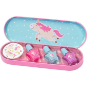 Martinelia Unicorn Sweet Dreams lak na nehty 3 x 4 ml + nálepky na nehty + plechové pouzdro, kosmetická sada pro děti