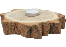 Svícen dřevěný na čajovou svíčku průměr cca 10 cm s kůrou