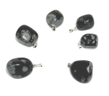 Obsidian vločkový Troml přívěsek přírodní kámen, 2,2-3 cm, 1 kus, kámen záchrany