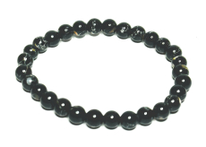 Perleť černá náramek elastický syntetický, kulička 6 mm / 16 - 17 cm, symbol ženskosti