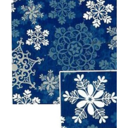 Nekupto Dárkový balicí papír vánoční 70 x 200 cm Modrý bílé, modré, stříbrné vločky