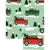 Nekupto Dárkový balicí papír vánoční 70 x 200 cm Zelený autíčka