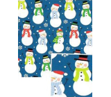 Nekupto Dárkový balicí papír vánoční 70 x 200 cm Modrý sněhuláci