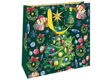 Nekupto Dárková papírová taška luxusní 33 x 33 cm Vánoční stromeček