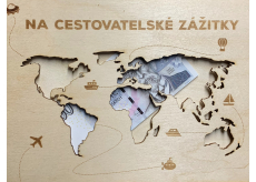 Albi Dřevěná kapsa na peníze Na cestovatelské zážitky 24 x 18 x 0,9 cm