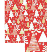 Nekupto Dárkový balicí papír vánoční 70 x 1000 cm Červený bílé, zlaté stromečky