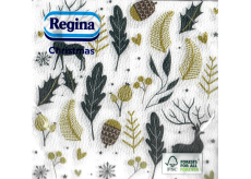 Regina Papírové ubrousky 1 vrstvé 33 x 33 cm 20 kusů Vánoční zlaté a černé listy