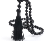 108 Mala Obsidian náhrdelník, meditační šperk, přírodní kámen vázaný, elastický, korálek 6 mm, kámen záchrany