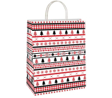 Ditipo Dárková papírová taška 22 x 10 x 29 cm Vánoční červené a černé stromky