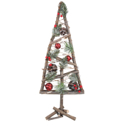 Vánoční strom dřevěný s červenými doplňky 57 cm