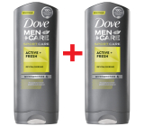 Dove Men + Care Active + Fresh sprchový gel pro muže 2 x 400 ml, duopack