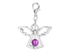 Anděl strážný přívěsek s fialovou perličkou 29 x 37 mm 1 kus