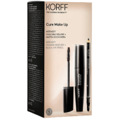 Korff Cure Make Up Intensity Volume Mascara řasenka Černá 13,2 ml + Eye Pencil tužka na oči 01 Černá 1,05 g, kosmetická sada pro ženy